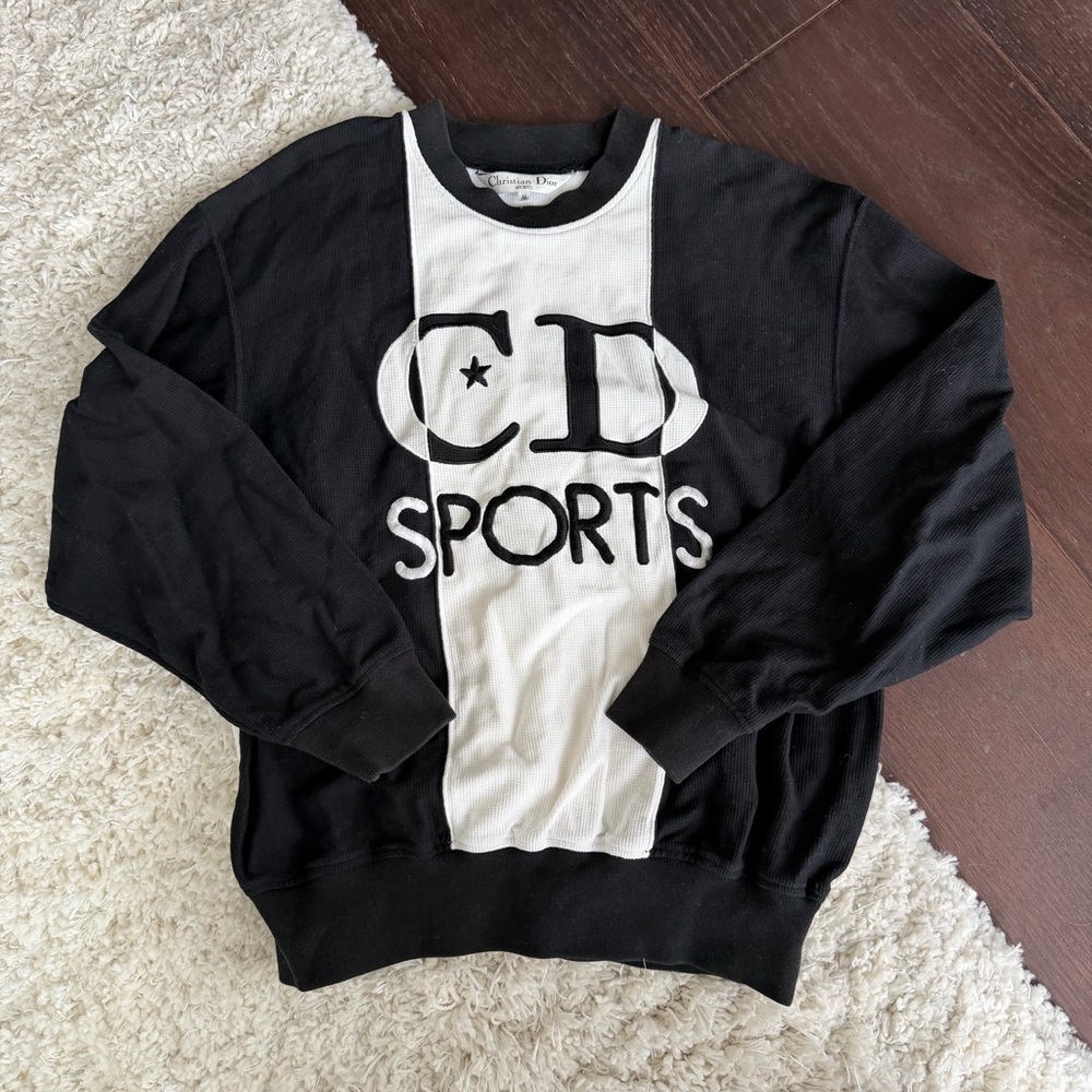 Vintage 90s Christian Dior Sports Long Sleeve Crewneck Black & White